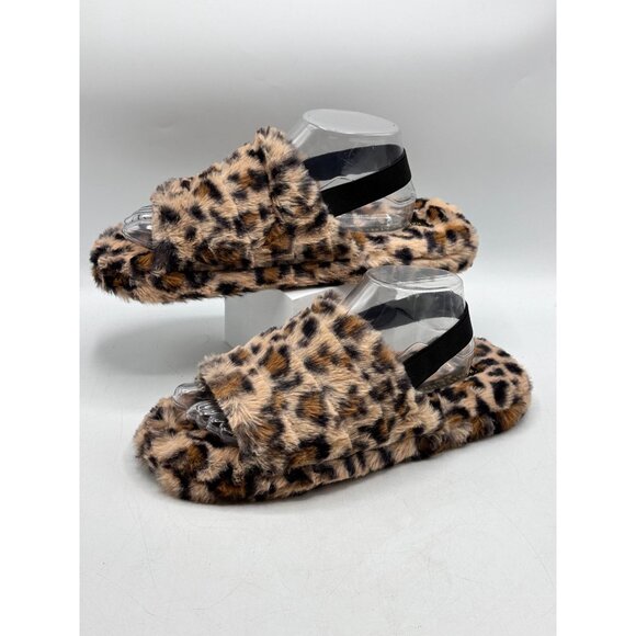 Charles Albert Leopard Print Faux Fur Slippers L (9/10) Soft & Cozy - Picture 2 of 8